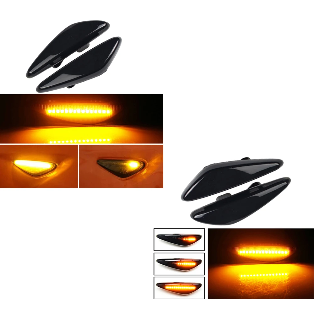 

2Pcs Car Front Bumper Led Side Markers Sequential Blinker Light Smoked Lens Amber Turn Signal Light For Mazda MX-5 ND 2016-up