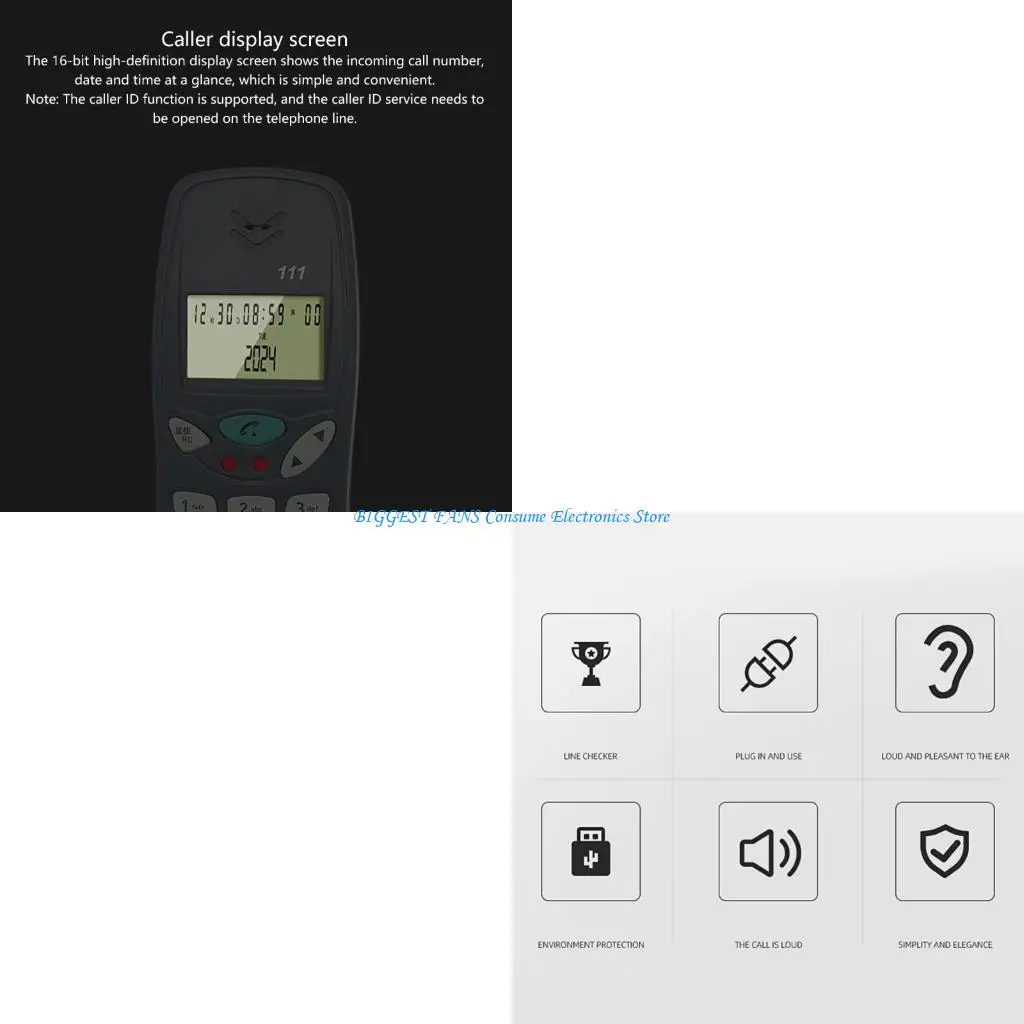 Corded Landline Phone with Caller Identification For Communication Line Checking Machine Networking Line Checker