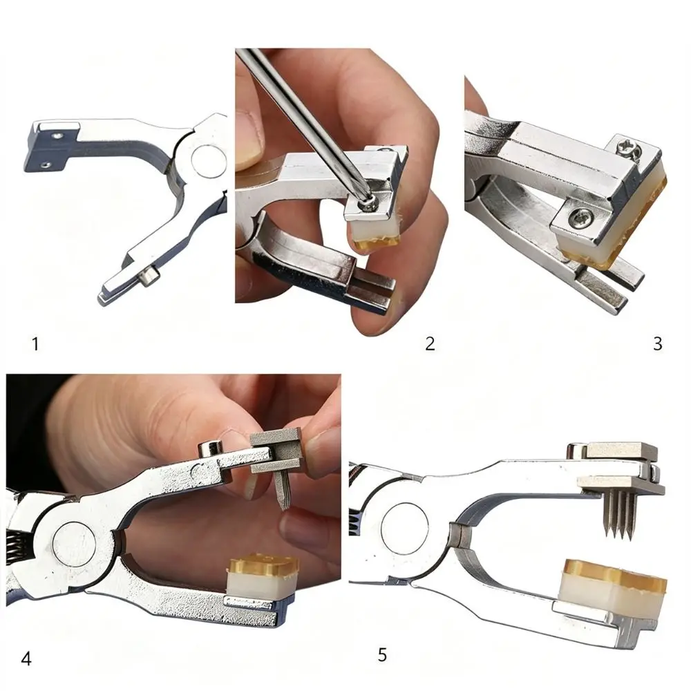 Durable 1、2 And 4 Teeth Leather Hole Punch Replaceable Silent Operation Stitching Pliers Leather Hand Tool For Saddles