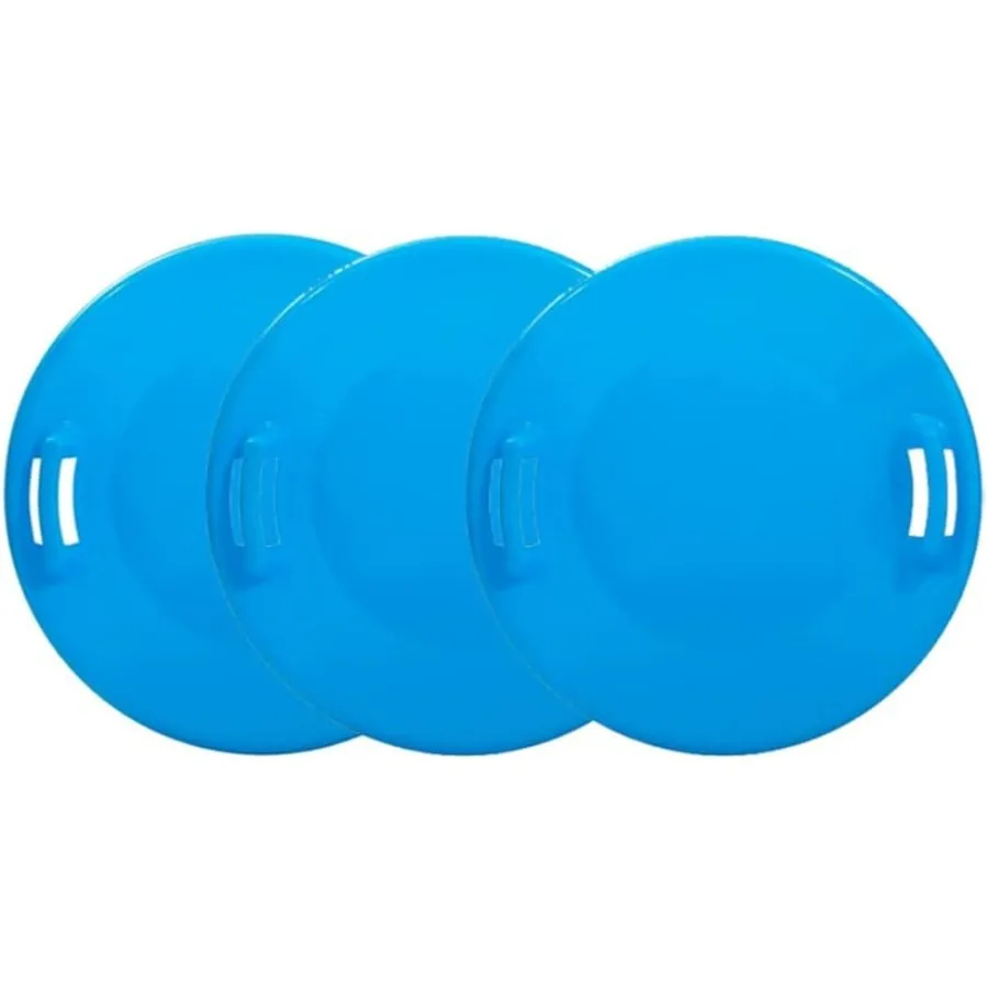 

24 Heavy Duty Plastic Round Snow Sled for and Adults - Winter Outdoor Downhill Sledding with Handles - Durable Snow Saucer Sled