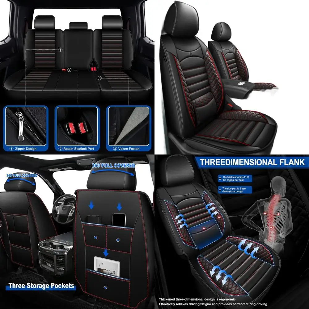 

Full Set Car Seat Covers for RAM 1500 2000-2025, Crew Double Cab with Flat Bench, Redline, Mega Quad Cab