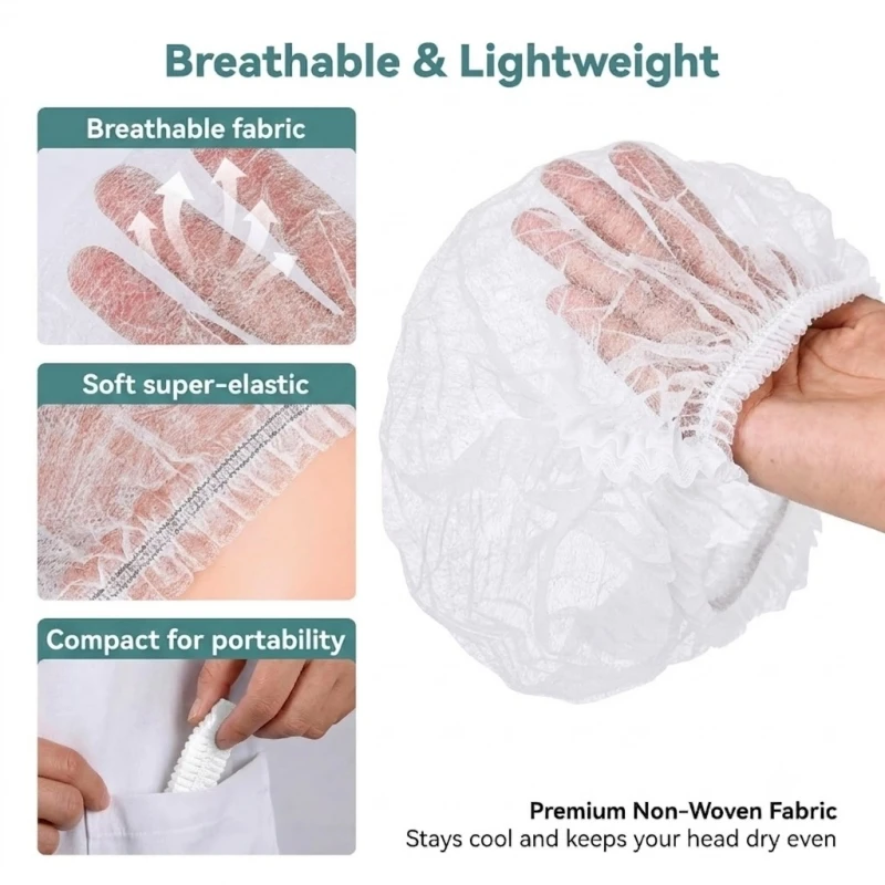 100PCS Disposable Non Woven Bouffant Caps 21