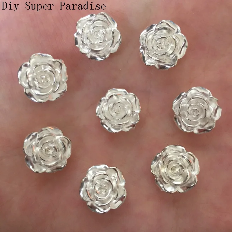 Hot 80PCS 12mm Resin Flower Flatback Stone Embellishment DIY Beads Crafts Scrapbook K470*2