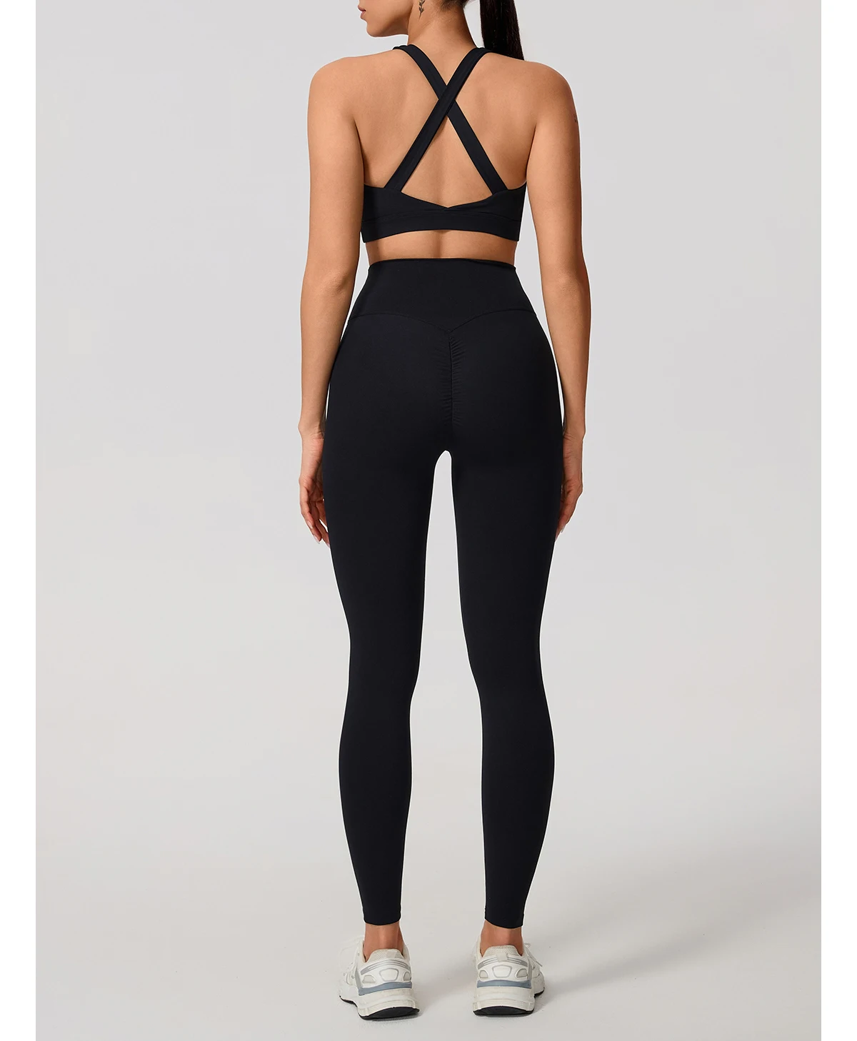 Hearuisavy Damen Yoga-Set mit Rückenfreiem Sport-BH und Hochtaillierter Leggings, 2-teiliges Workout-Outfit für Fitness, Laufen und Training – Detail 21