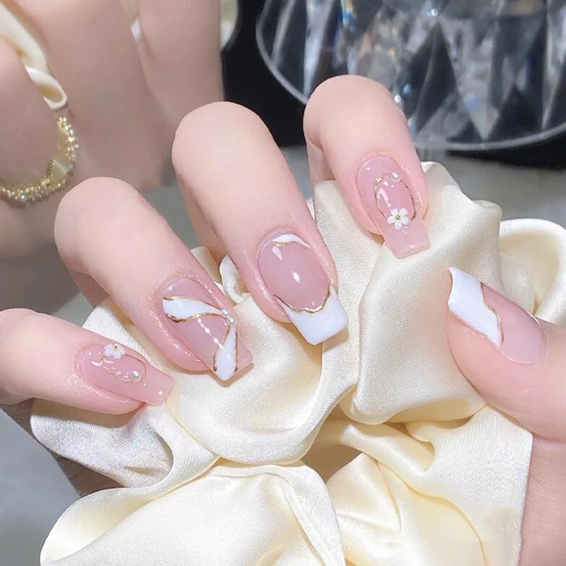 Afneembare lange doodskist kunstnagels ballerina draagbare nepnagel volledige dekking nageltips DIY manicure nail art stickers