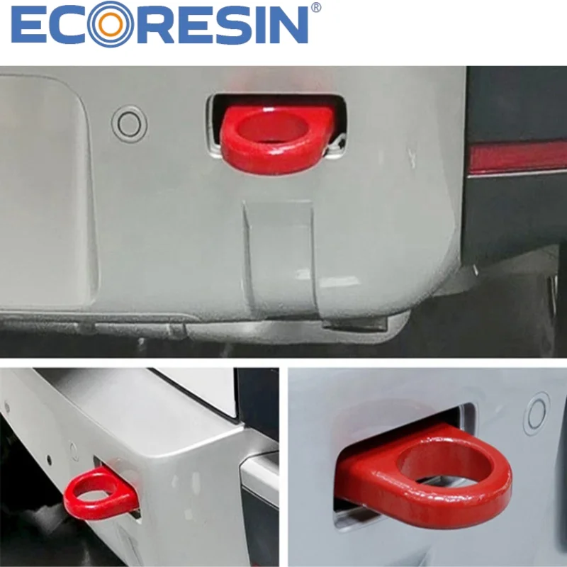 Hak holowniczy tylny do Land Rover Defender 2020-2025 90/110/130, wytrzymały hak ze stopu stali, czarny/czerwony, pierścień holowniczy