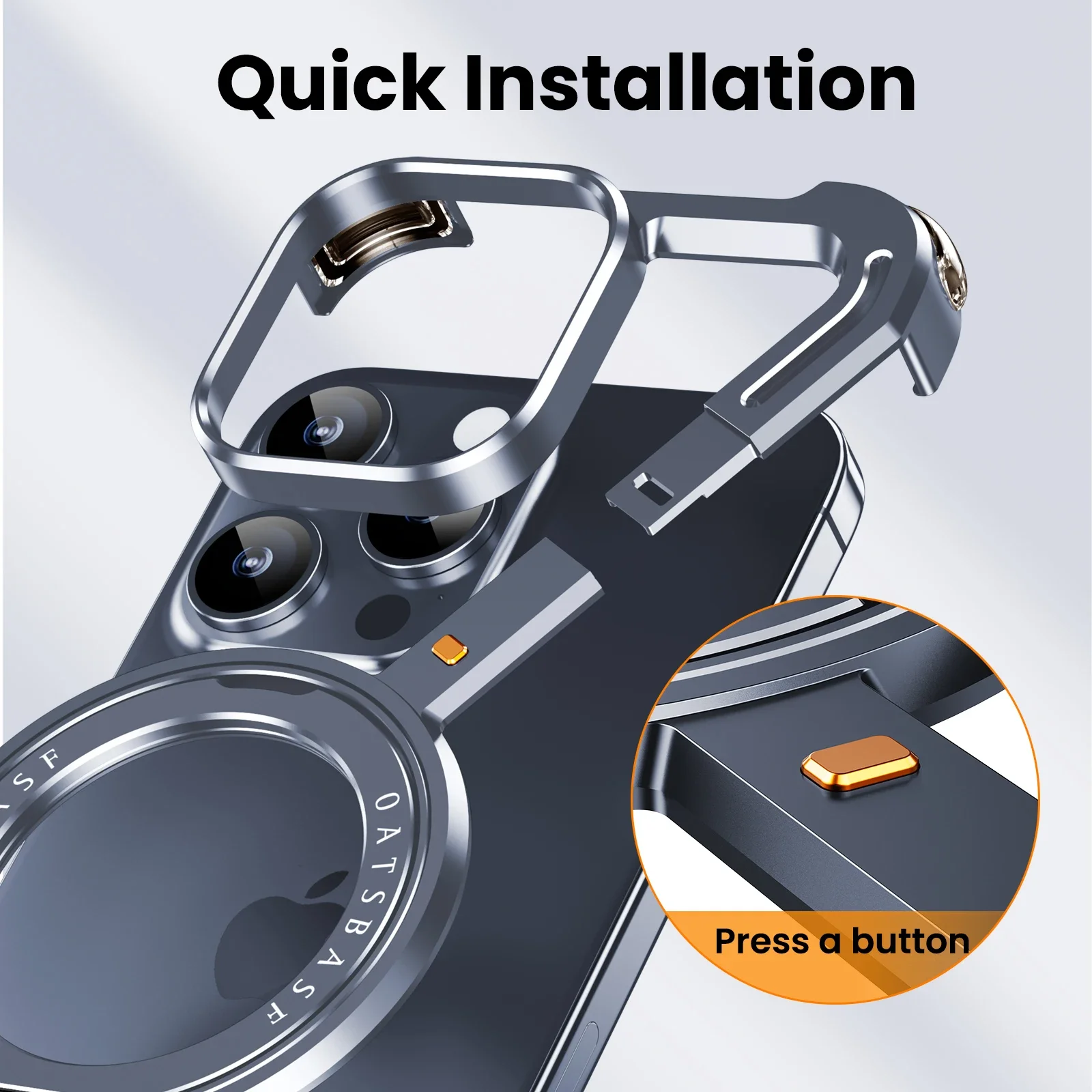 Oatsbasf Z Shape Metal MagsafePhone Case for iPhone14/Plus/Pro/Pro Max Magnetic Bumper w/ 360° Rotation Holder Protective Case