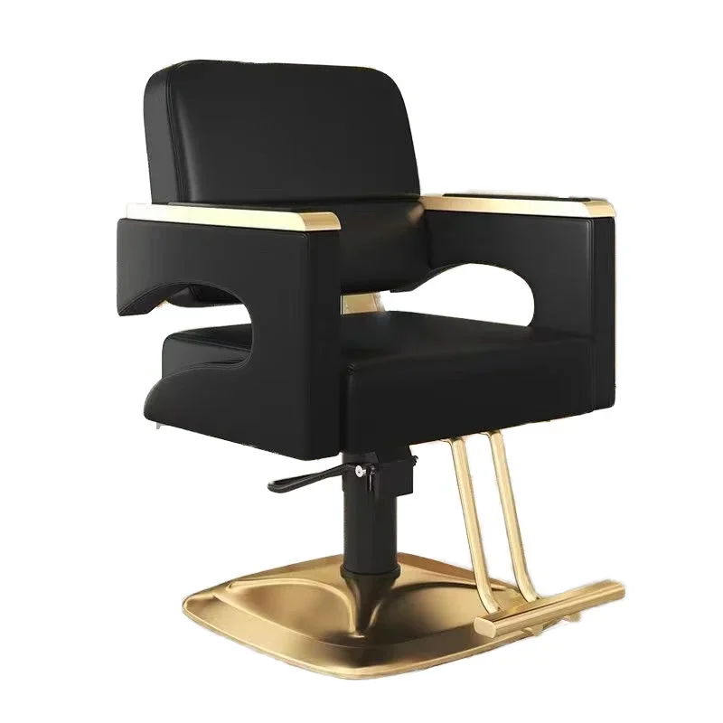 High-End Stainless Steel Black Metal Barber Chair Rotating and Lift Feature for Spa Home Bedroom Barber Shop Use