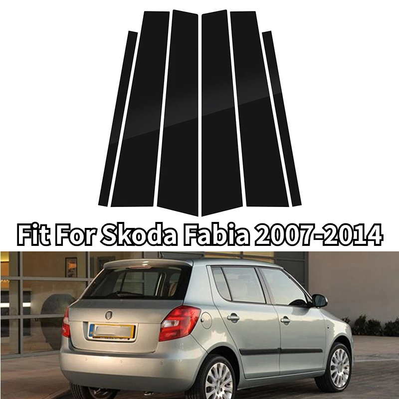 6Pcs Car Pillar Posts Window Molding Cover Trims Decoration Stickers Styling for Skoda Fabia 2007-2010 2011 2012 2013 2014 фабиа