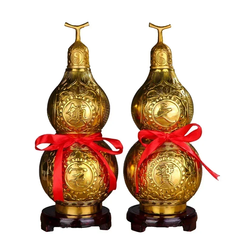 1PCS Copper Gourd with Base Feng Shui Decoration living room Office Home Decoration Crafts and accessories Attract wealth plant