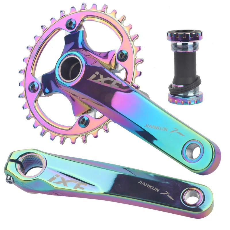 MTB bike crankset IXF crank arm Hollowtech 104 Bcd crank 2 crown dazzle color 32/34/36/38T mountain bike connecting rod