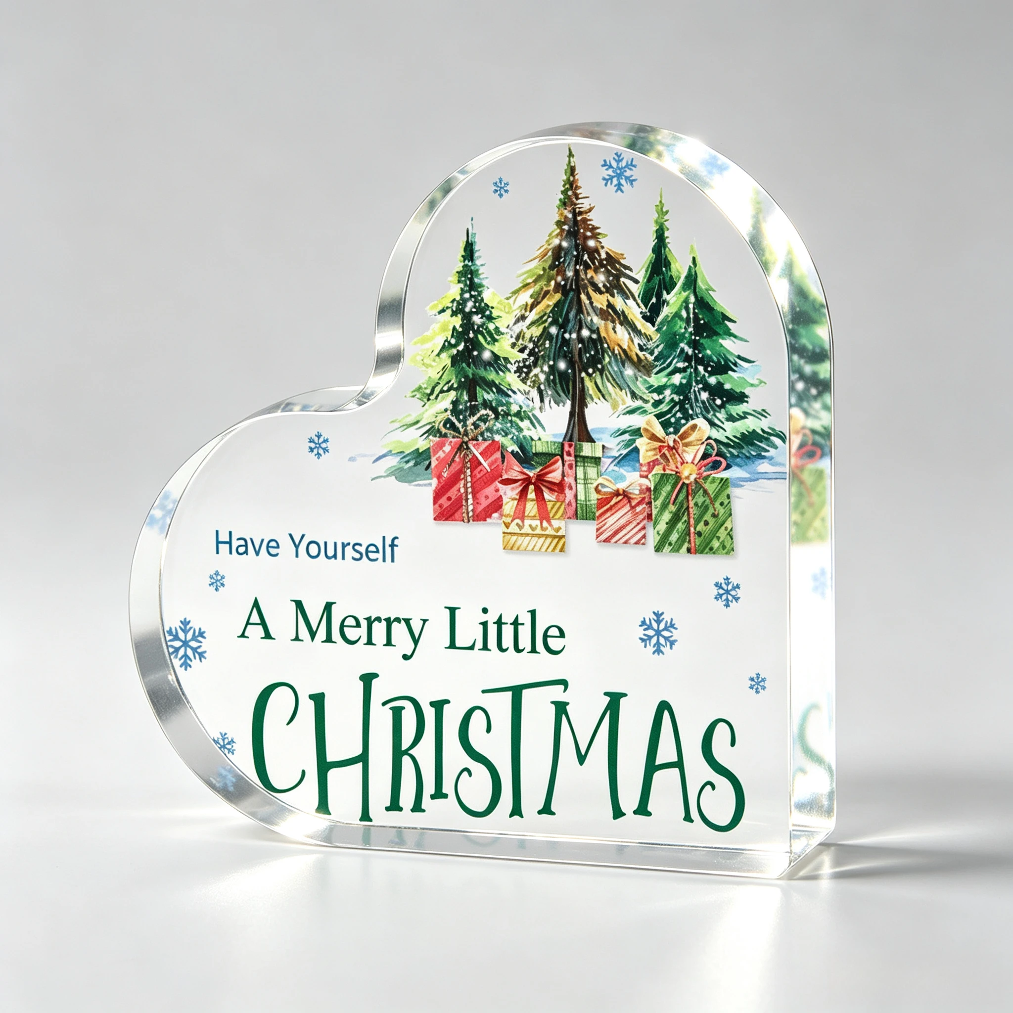Christmas Heart Tabletop Decor Heart-Shaped Acrylic Sign Holiday Decor for Office Desk Mantle Shelf Tiered Tray