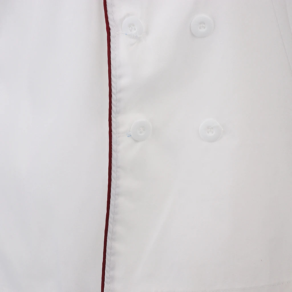 Męski Damski Uniform Kucharski Jednorzędowy Płaszcz Kucharza Krótki Rękaw L Czerwony