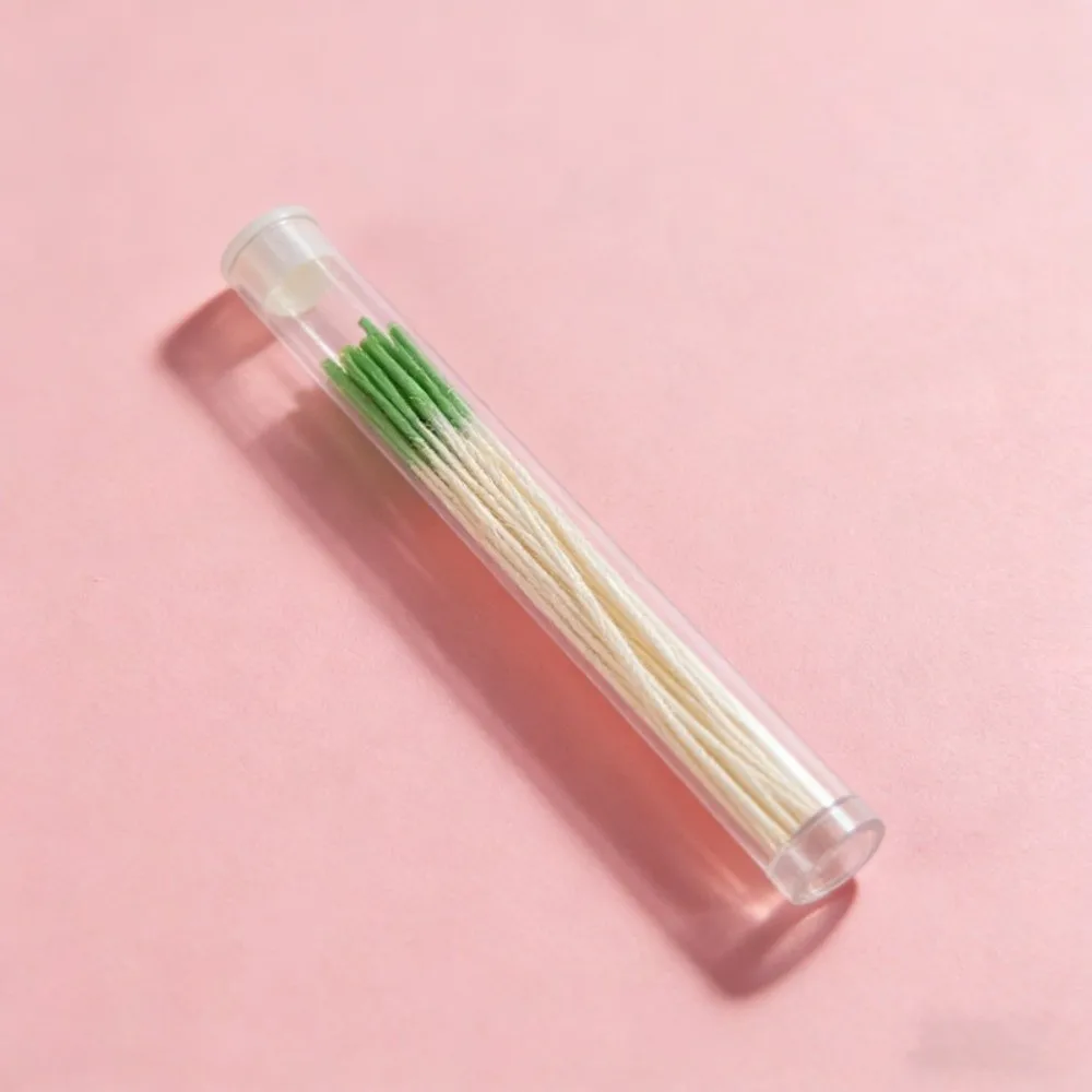 60Pcs Colorful Pierced Ear Cleaning Line Set Herb Solution Anti-Blocking Ear Hole Cleaning Kit Paper Floss Effective