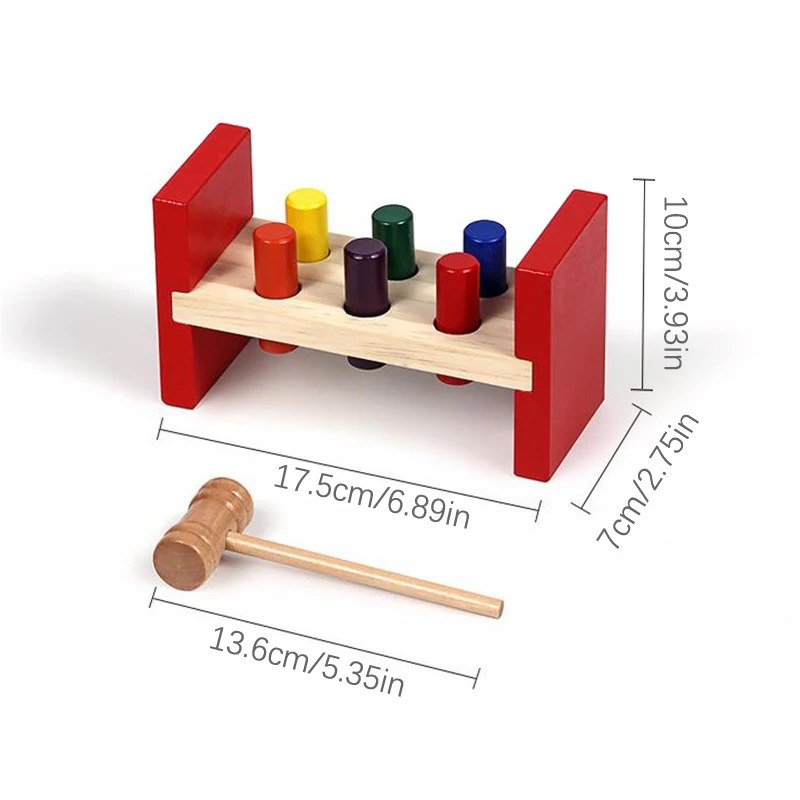 Martillo de juguete de madera Montessori para niños, juego sensorial de entrenamiento de Motor fino, juego cognitivo de Color, juguete educativo para niños autistas