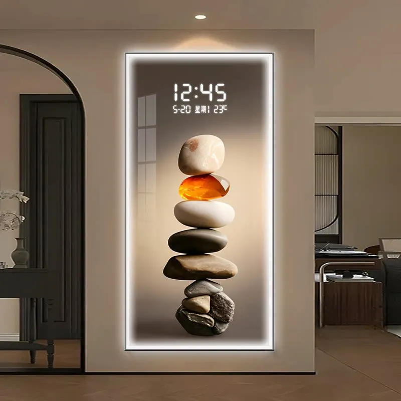 Home Decor LED Lights Digital Display Wall Clock Living Room Wall Decoration Hanging Painting Watch Digital Electronic Clock