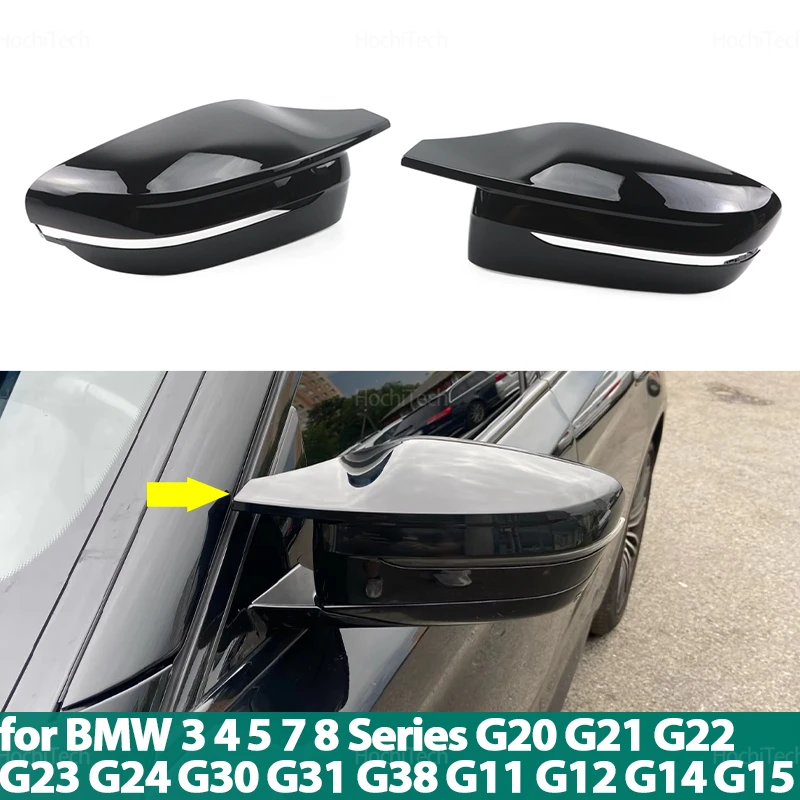 

For BMW 3 4 5 7 8 Series G20 G21 G30 G38 G22 G23 G11 G12 G15 G16 Carbon Fiber Glossy Black Replacement Side Mirror Covers Cap