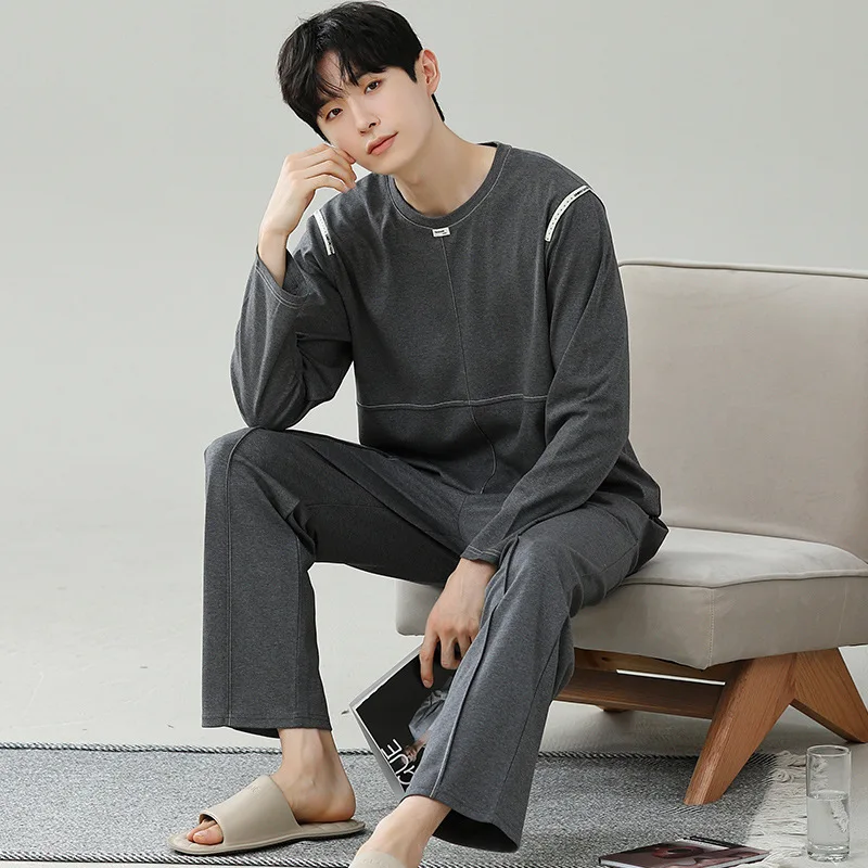 2 Pieces Set Modal Mens Spring Long Sleeves Homewear Big Size 4XL 5XL Pajamas Set Korean Fashion Young Boy Pijamas Soft Lounge