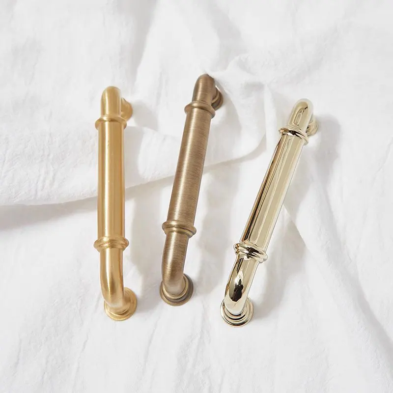 Bright Gold Cabinet Handles Solid Brass Kitchen Cupboard Door Knobs Wardrobe Pulls Drawer knob Light Luxury Furniture Hardware