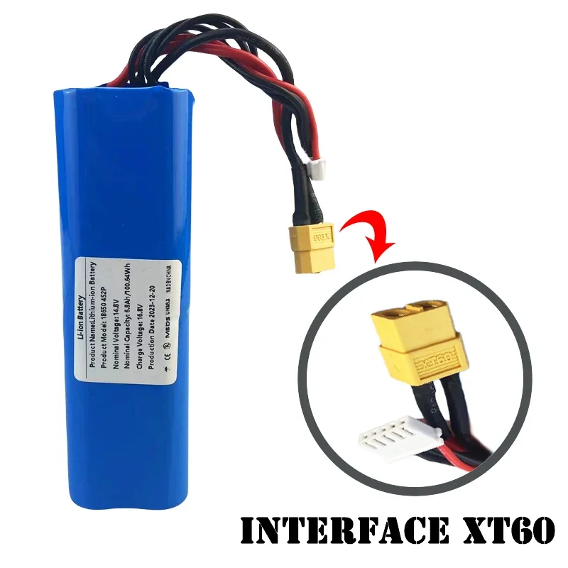 

14.8V 6800mAh 4S2P High Capacity 16.8V Li-ion Battery UAV Rechargeable for Various RC Airplane Drone Quadrotor XH2.54-5P XT60