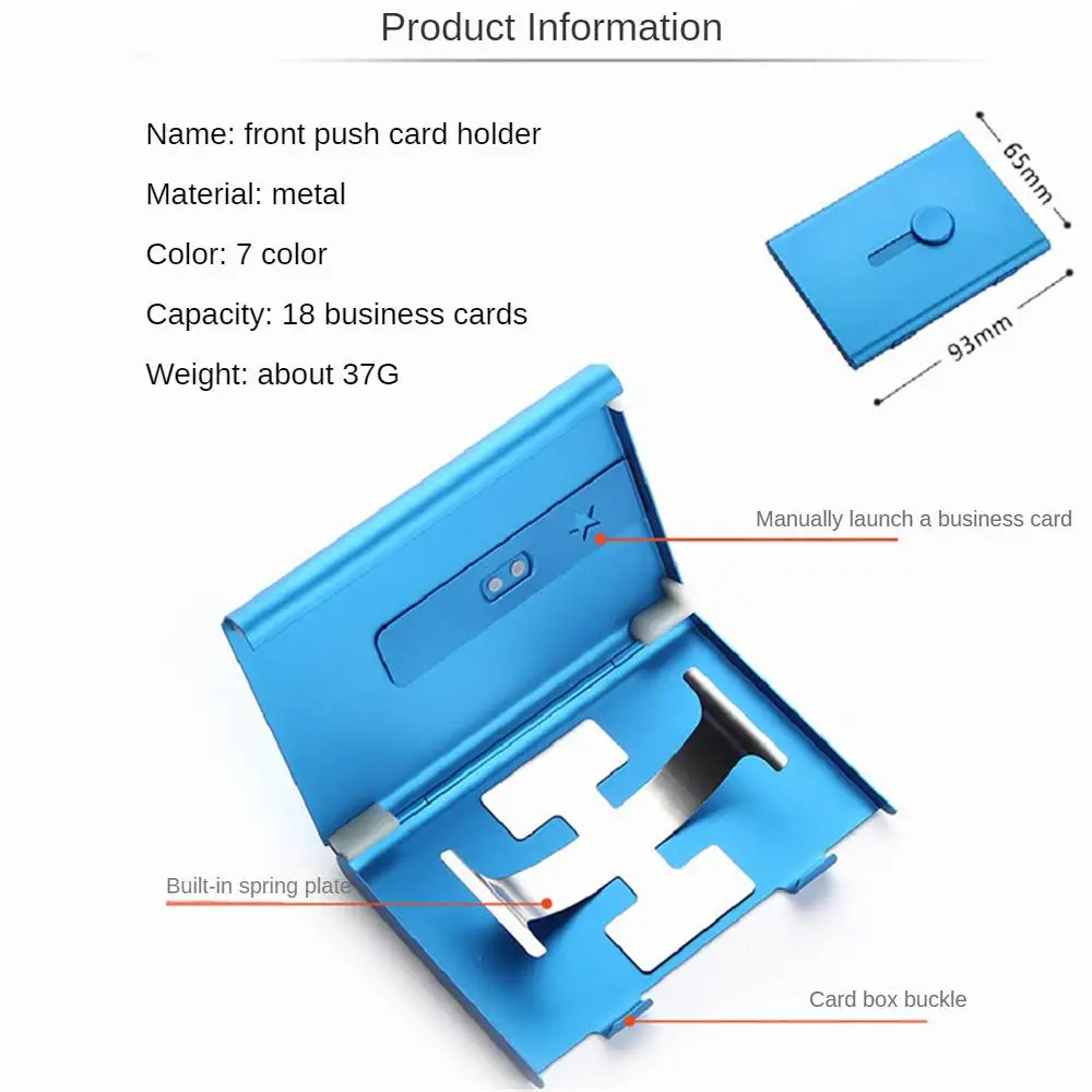 Portatarjetas de visita con empuje manual, estuche para tarjetas bancarias, paquete de tarjetas de membresía, caja organizadora de tarjetas de visita ultrafina de Metal