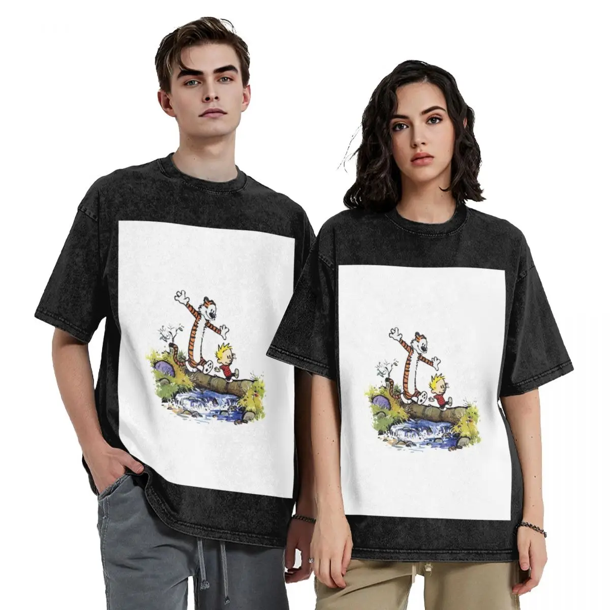 

funny calvin and hobbes T-Shirt oversized graphic tee funny costumes anime tshirt mens graphic t-shirts funny