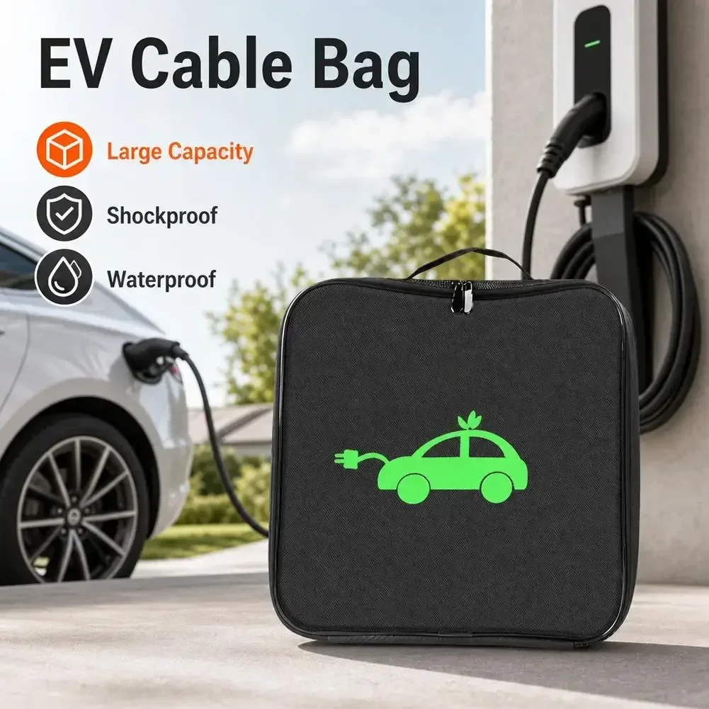 Oxford-Stoff-Tasche für Elektroauto-Ladepistolen, wasserdichte, wiederaufladbare Ladepistolen-Aufbewahrungstasche, Organizer für Ladepistolen, Amagi – Detail 9