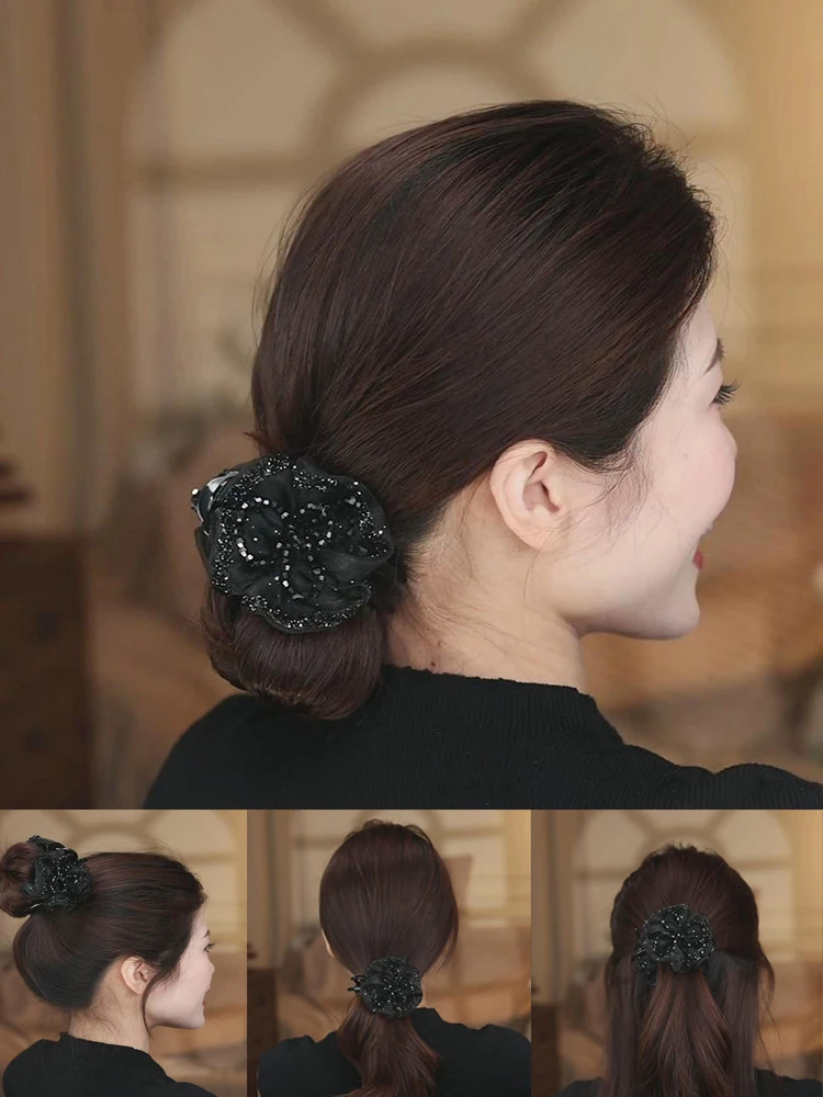 ローズヘアクリップ-レディース-バンズフラワーバッド-高級ヘアカード-新型-上品ヘアタイ-グラブクリップ-ヘアアクセサリー