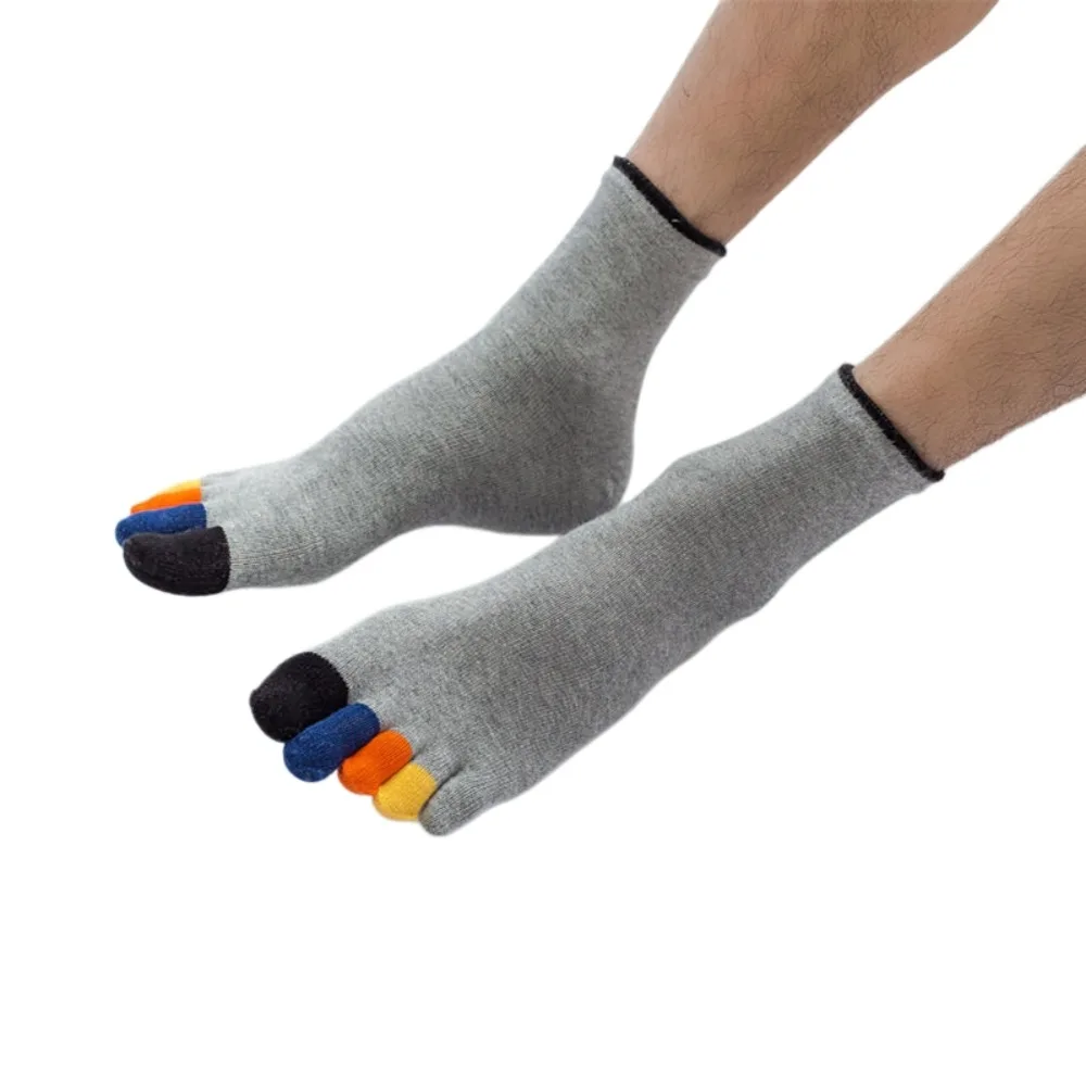 Hosiery Men's Five Finger Socks Colorful Toe Design Anti-slip Five Toe Socks Odor Resistant Cotton Sports Socks Soccer