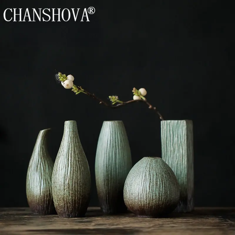 

CHANSHOVA-Traditional Green Ceramic Flower Vase, Chinese Porcelain Tabletop Vases, Home Decor, Living Room Decoration, T006