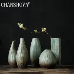 CHANSHOVA-Traditional Green Ceramic Flower Vase, Chinese Porcelain Tabletop Vases, Home Decor, Living Room Decoration, T006