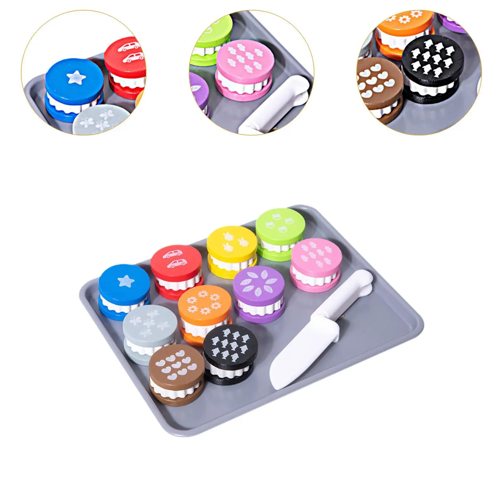Wooden Toy Food Cookie Playset for Kids Kitchen Pretend Play Set Toddler Educational Gift for Girls Boys Birthday Children view 3