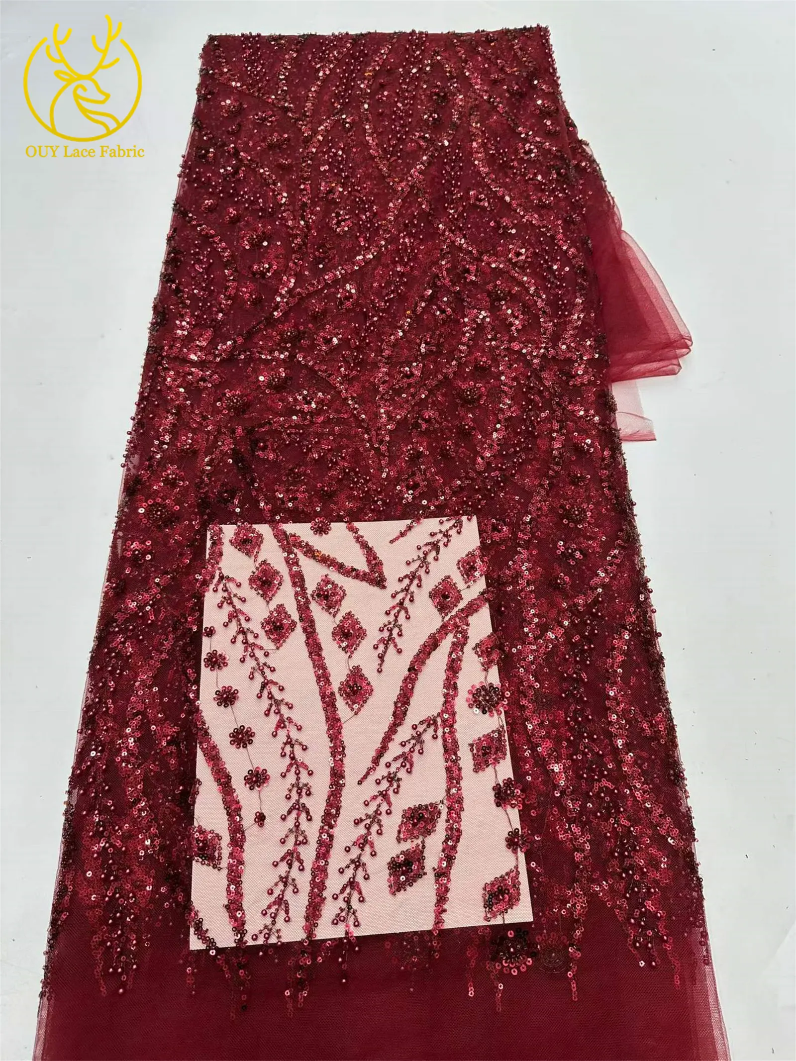 Schwarzer Afrikanischer Pailletten-Perlen-Spitzenstoff 2026 Modischer Nigerianischer Pailletten-Tüll-Spitzenstoff für Hochzeitskleider 5 Yards – Detail 27