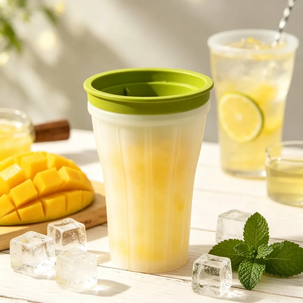 150ml Slushy Maker Cup Quick Frozen Slushie Cup with Cover Squeeze Design for Homemade Milkshake Smoothie Frozen Drinks