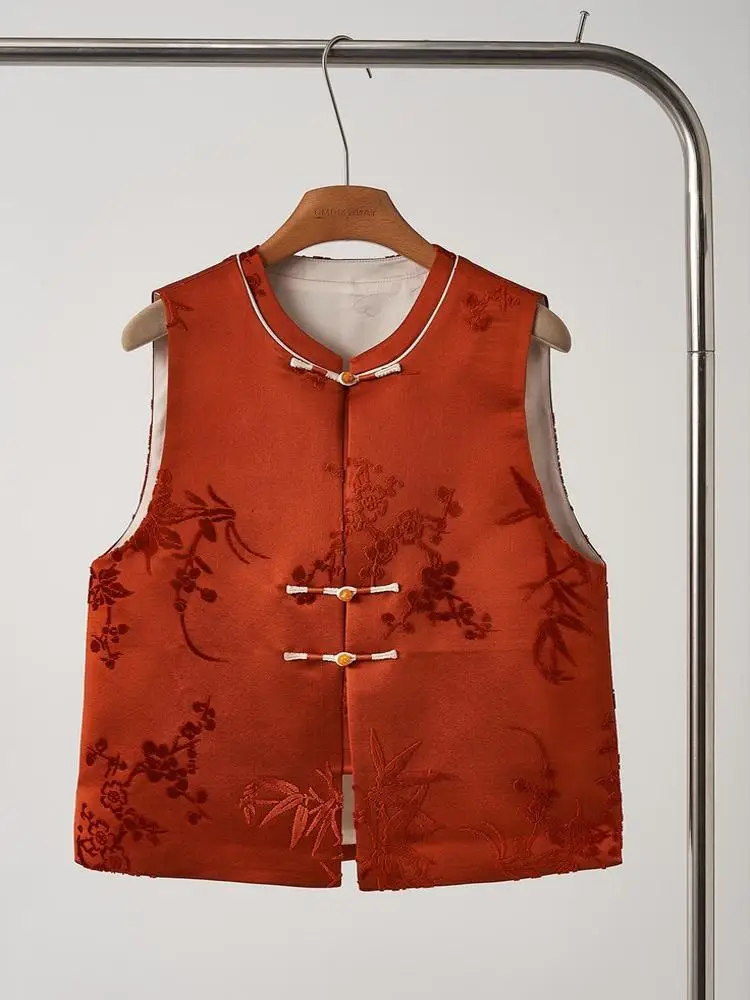 

Spring New Sle Women's Loose Fit Red Vest Faionable Overlap Wear Chinese Light National Sle 2026 New Year's Battle Robe