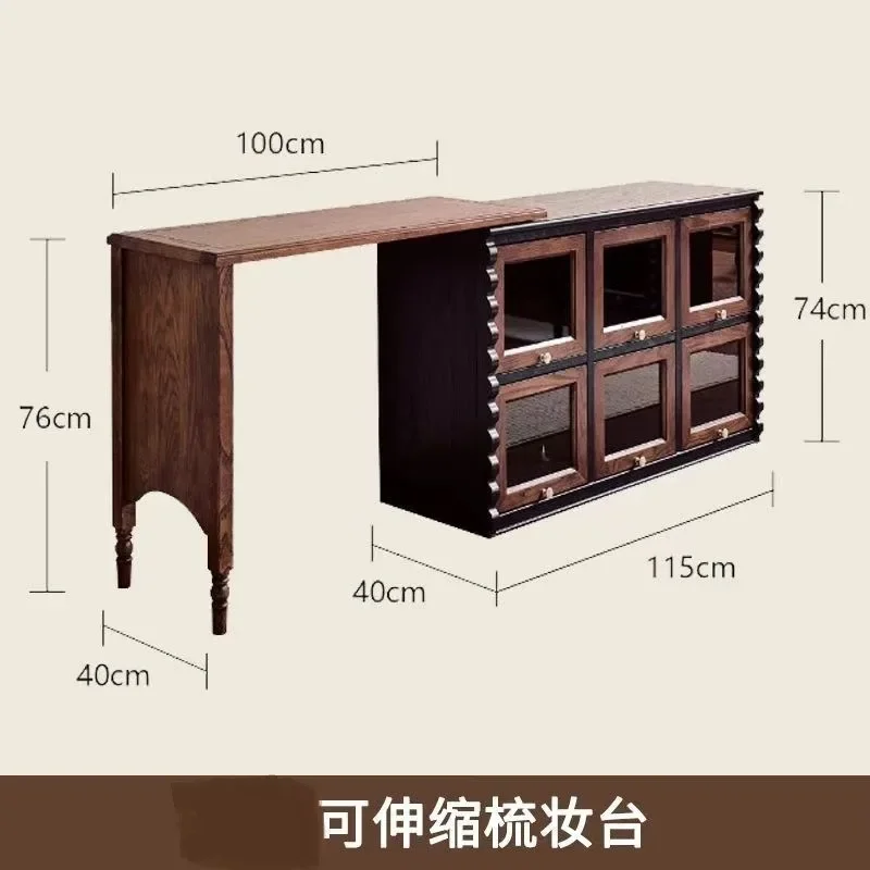 Medieval dresser storage cabinet bedroom bedside dresser chocolate cabinet ash wood solid wood makeup table 6