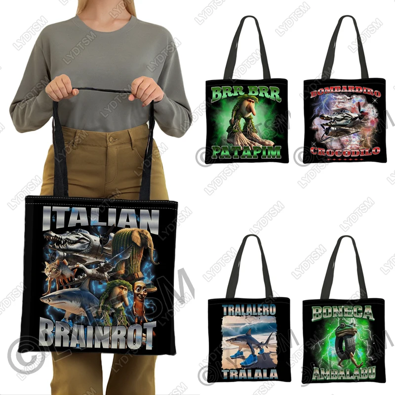 engracado-italiano-brainrot-sacola-brr-brr-patapim-bolsa-feminina-tralalero-tralala-bolsa-de-ombro-bombardiro-crocodilo-sacos-de-compras
