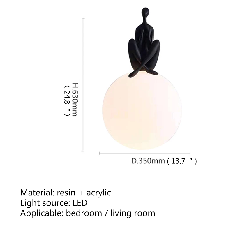 SAMAN Nordic Table Lamp Contemporânea Criativa Ornamento Resina Mesa Luz LED Decor para Home Living Room Estudo Bedside