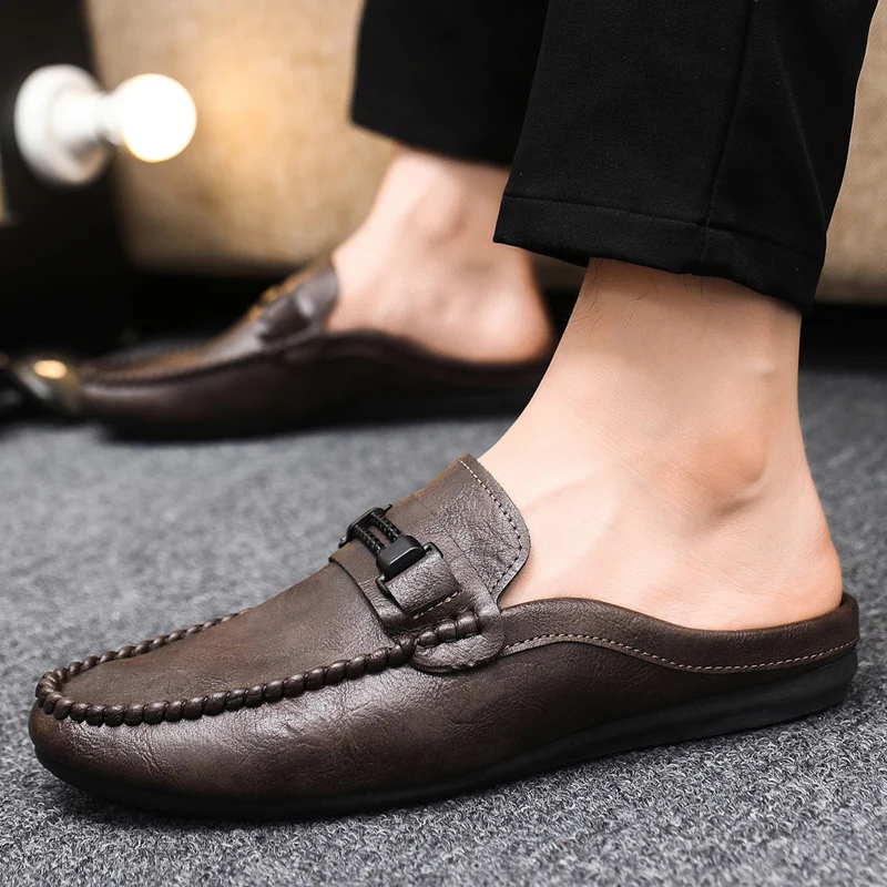 

Summer Men Half Slippers Non-slip Flats Lazy Shoes Breathable Lightweight Man Casual Shoes Comfortable Walking Sneakers