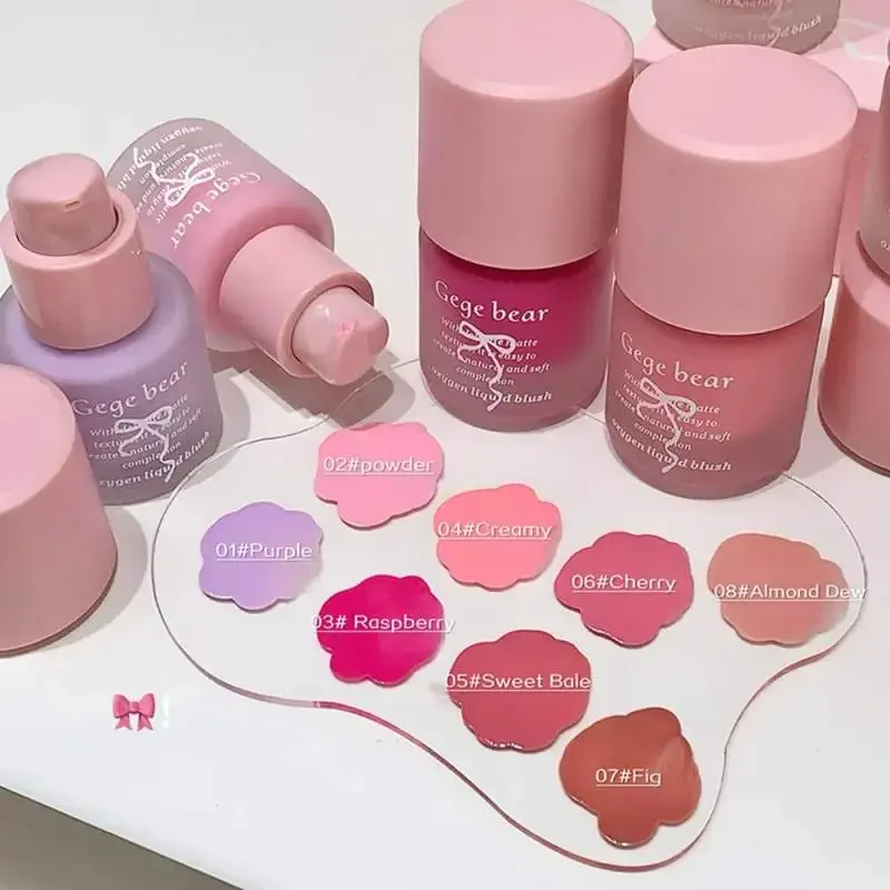 Hellrosa flüssiges Rouge, langlebig, natürliche Konturierung, niedrig gesättigtes Rouge, wasserfestes Gesichtsrouge, Rouge, koreanisches Make-up
