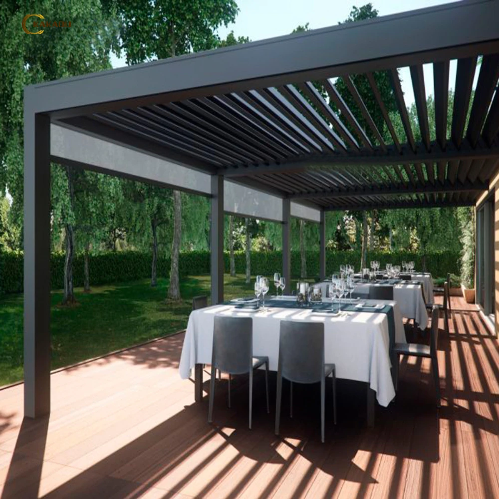 

KAKADU 694-140 Powder Coated Aluminum Outdoor Pavilion with Louver Roof Pergola and Gazebo for Garden & Outdoor Use