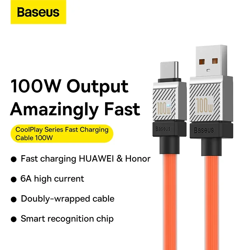 

Baseus 6A USB Type C Cable For Realme Huawei P30 Pro 100W Fast Charging Wire Type-C Charger Data Cord For Samsung Oneplus Poco