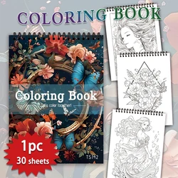1pc,Adult Coloring Book-30 Different Patterns,100gsm,11.2x8.3 “Stress Relief,Easter,Birthday,Valentine's Day Gift