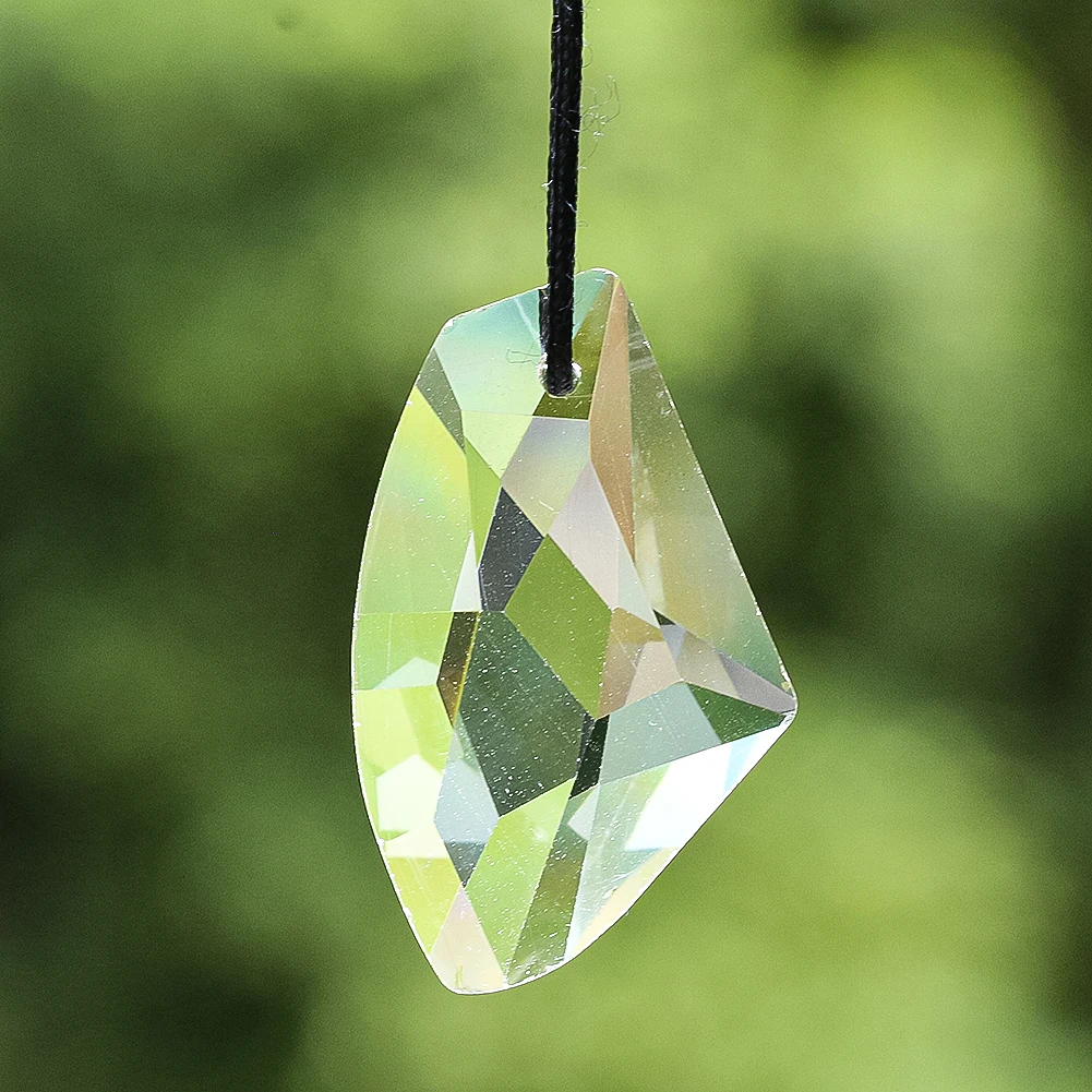 2PC 38MM Clear Shining Faceted Prism Glass Geometry Hatchet Axe Crystal Chandelier Lamp Dangle Sun Catcher Garland Curtain Parts