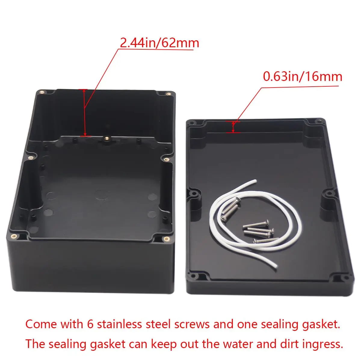 Junction Box Black Waterproof ABS Plastic Electrical Project Case Power Junction Boxes,Project Box Enclosure 9.06x5.90x3.43 inch