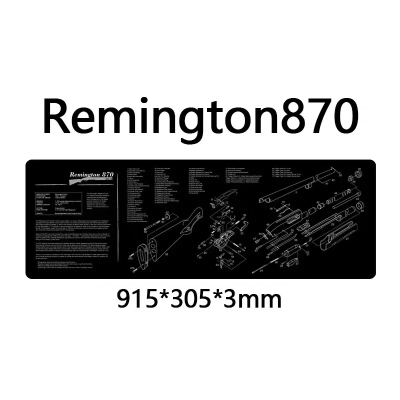 AR-15 AK47 Remington 870 Cleaning Rubber Mat "36x12" Size Gunsmith Armorer with Parts Diagram and Instructions Mouse Pad Mat view 4