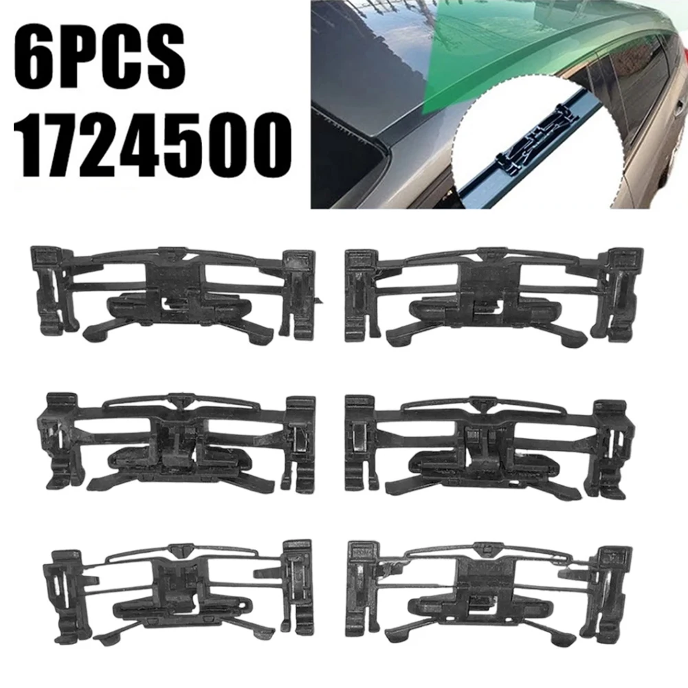 6PCS Roof Gutter Trim Moulding Fixing Clips Black Plastic for Ford Focus MK3 2011-2018 Hatchback Estate OEM 1724500