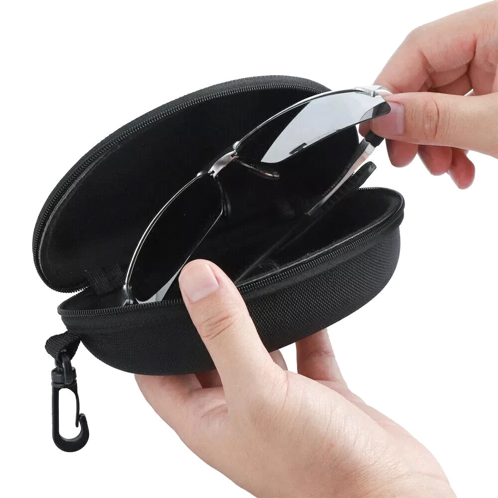 Portable EVA Glasses Case with Carabiner Hook Hard Case Sunglasses Organizer Zipper Eyeglasses Protector Box Holder Eyewear Case