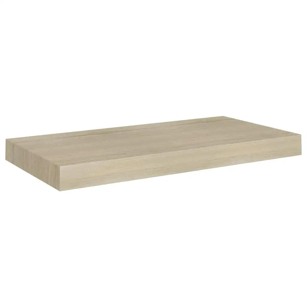 Set of 2 Oak Floating Wall Shelves 19.7x9.1x1.5 inches - Durable MDF Storage Solution