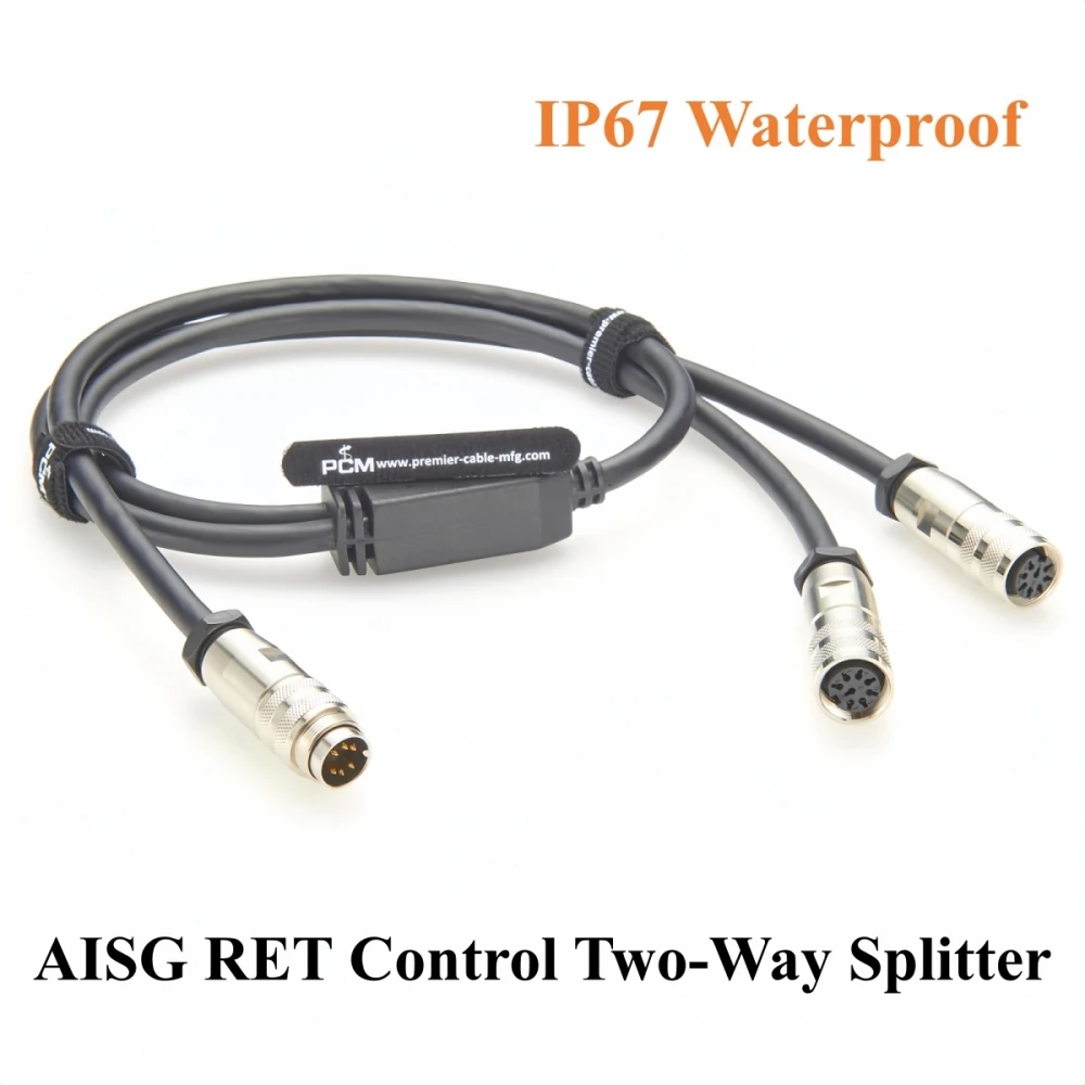 AISG RET Control Cable Two‑Way Splitter M16 6Pin DIN Male to Dual 8Pin Female Remote Electrical Tilt Controller ATCB-B01-Y-C30